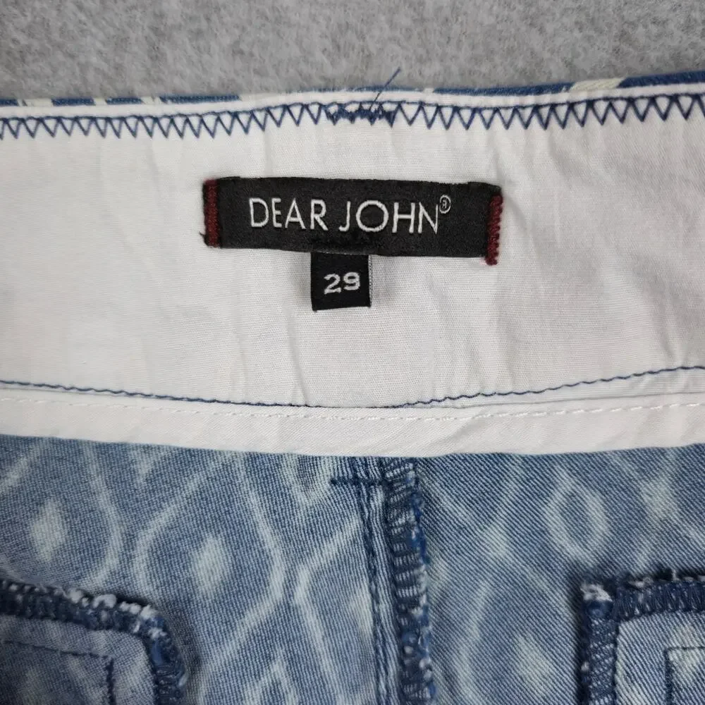 NWT Dear John Womens 29 Blue White Diamond Pattern Finnegan Roll Cuff Shorts - Picture 10 of 16